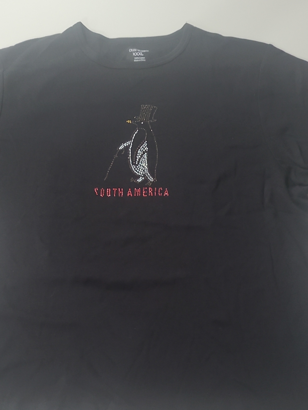 South America Penguin Rhinestone Tee - Black
